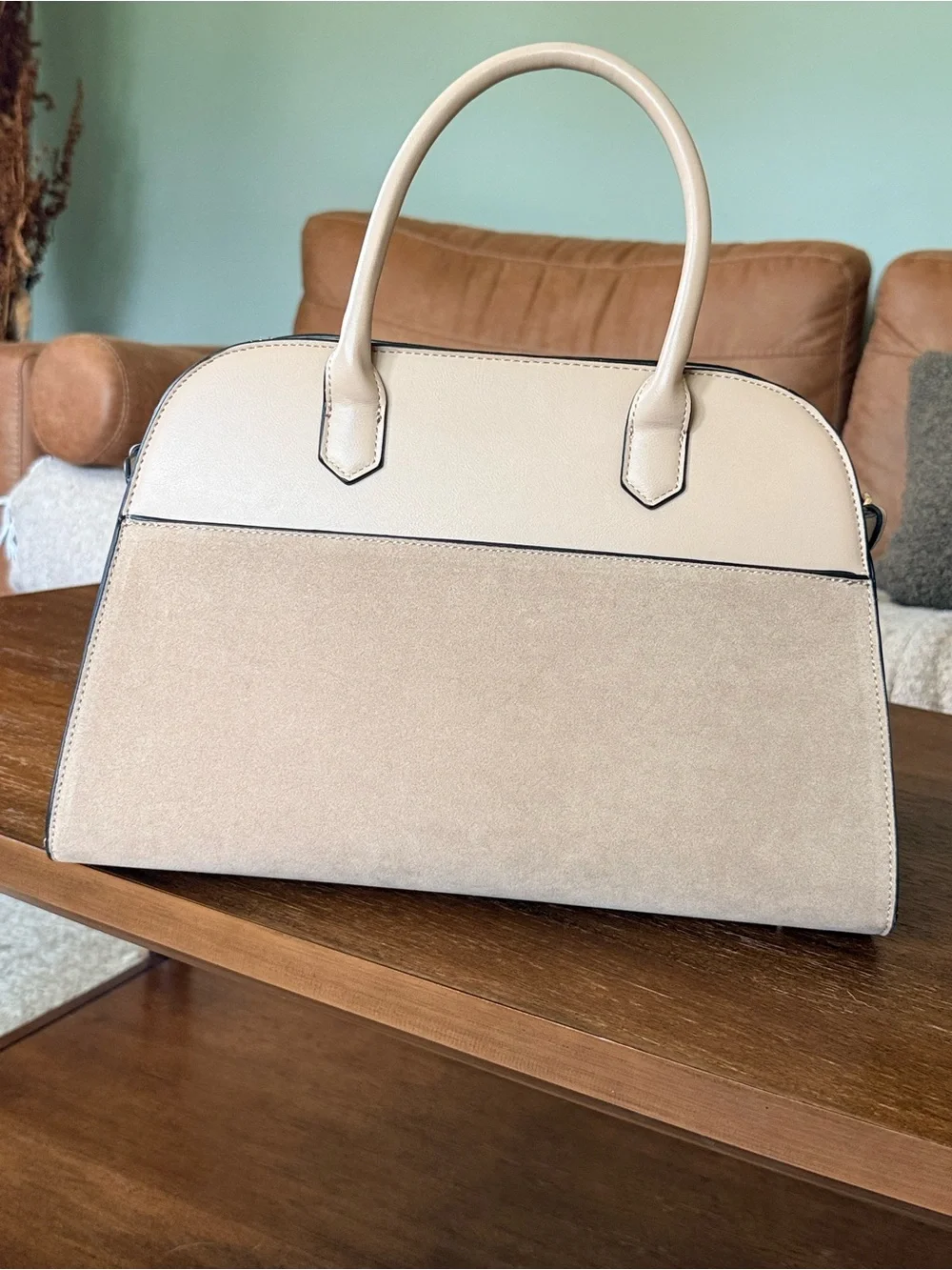 BCBGeneration Two-Tone Gray Dome Satchel with Strap